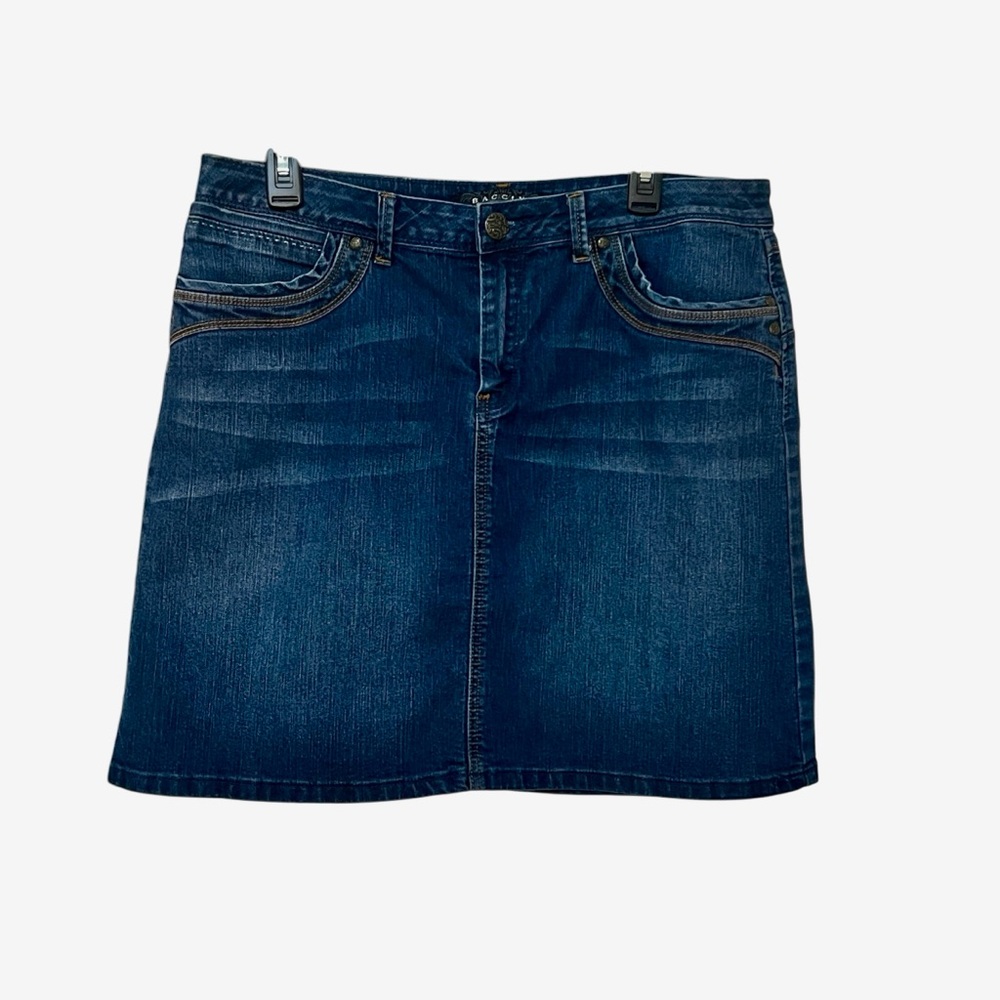 Baccini Blue A-line Mini Skirt‎ for Casual Wear. Embellished Pockets.